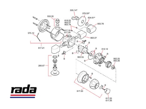 Rada 415 Exposed (415) spares breakdown diagram