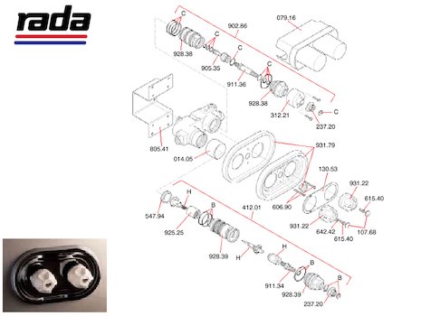 Rada 915 Built-in (915 B) spares breakdown diagram