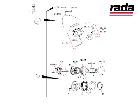 Rada PA2 (PA2) spares breakdown diagram