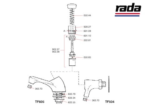 Rada TF504 (TF504) spares breakdown diagram