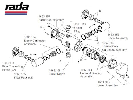 Rada V10 - Exposed (1.1651.004) spares breakdown diagram