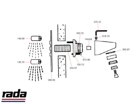 Rada VR1020 (VR1020) spares breakdown diagram