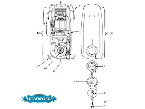 ShowerForce 201 (201) spares breakdown diagram