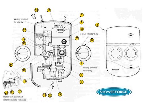 ShowerForce SF Range (SF Range) spares breakdown diagram