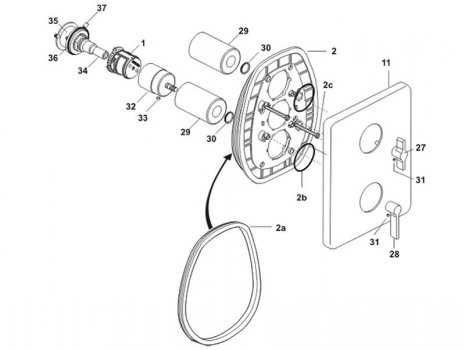 Trevi TT Silver faceplate and handles only - chrome (A3642AA) spares breakdown diagram