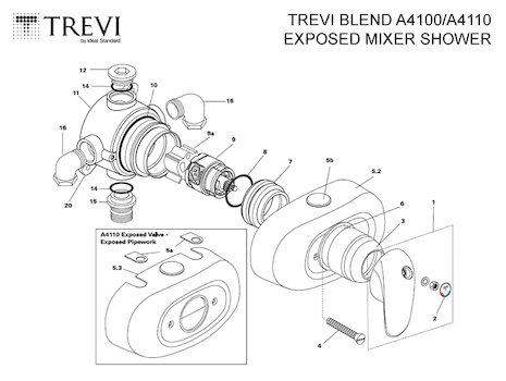 Trevi Blend Exposed A4100/A4110 (Blend) spares breakdown diagram