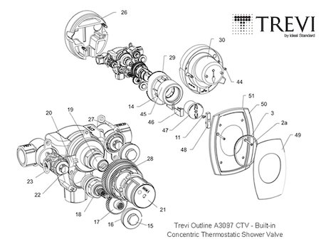 Trevi Outline CTV Built-in A3097 (Outline A3097) spares breakdown diagram