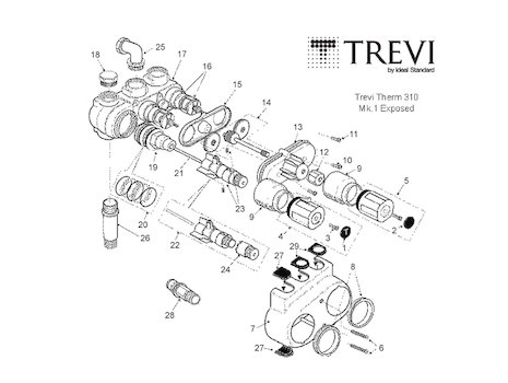 Trevi Therm MK1 Exposed 310 (Therm 310) spares breakdown diagram