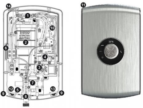 Triton Amore electric shower spares breakdown diagram