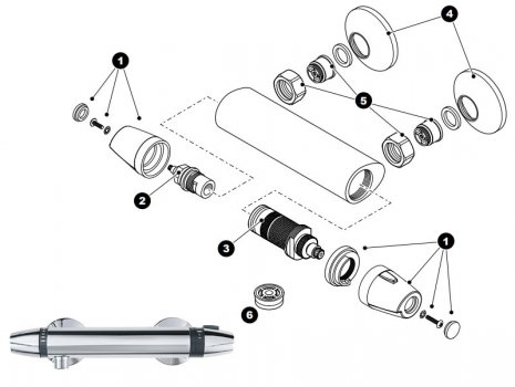 Triton Asti bar mixer shower (REASTTHBM) spares breakdown diagram