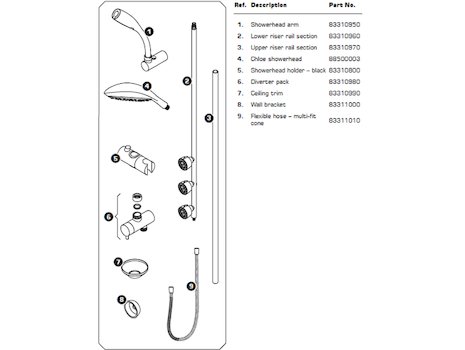 Triton Bellona shower fittings spares breakdown diagram