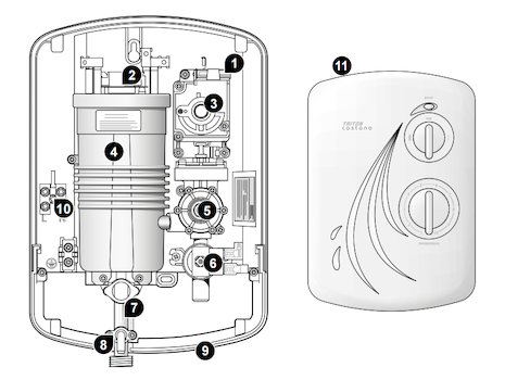 Triton Castano Electric shower spares breakdown diagram