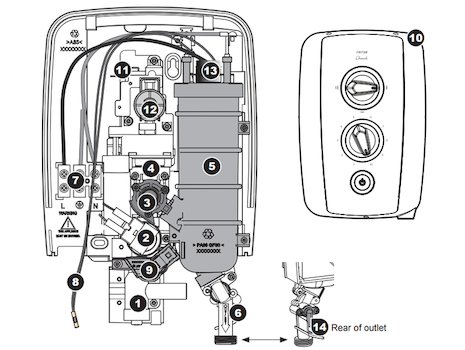 Triton Cherish electric shower spares breakdown diagram