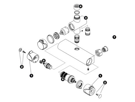 Triton Dene bar mixer shower with diverter (UNDETHBMDIV) spares breakdown diagram