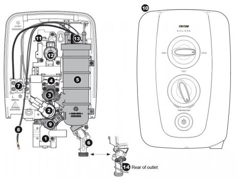 Triton Eclipse electric shower spares breakdown diagram