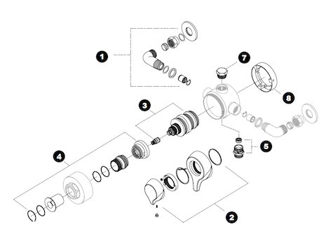 Triton Eden Eco thermostatic shower valve spares breakdown diagram