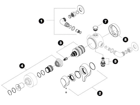 Triton Eden lever thermostatic shower valve spares breakdown diagram