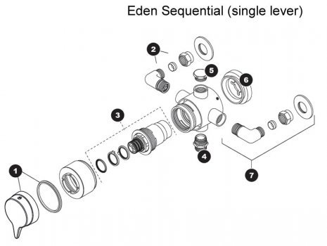 Triton Eden Sequential shower valve (Eden seq) spares breakdown diagram