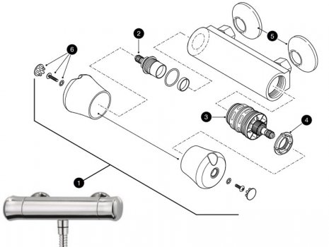Triton Eleda bar mixer shower (SFXELETHBM) spares breakdown diagram