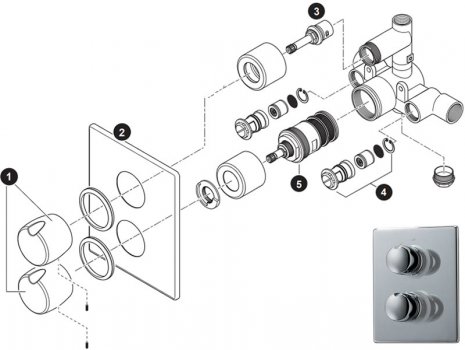 Triton Elora dual control mixer shower (UNELDCMX) spares breakdown diagram