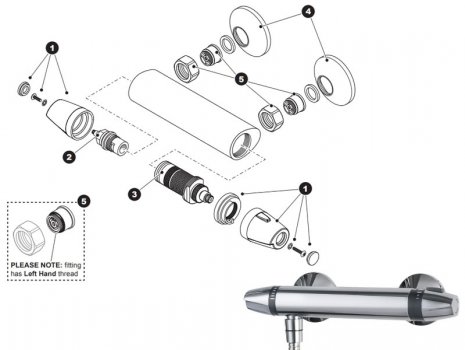 Triton Exe Bar mixer shower (Mk 2) (UNEXTHBM) spares breakdown diagram