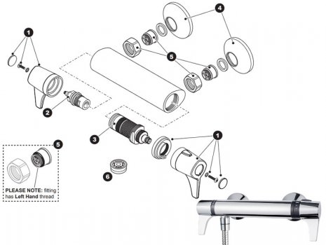Triton Exe Mk 2 lever bar mixer shower (UNEXTHBMINC) spares breakdown diagram