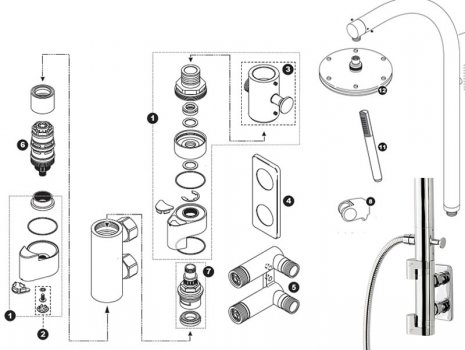 Triton felice shower pole spares breakdown diagram