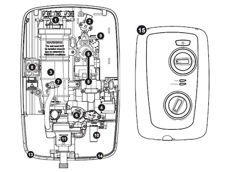 Triton Intimo thermostatic electric shower spares breakdown diagram