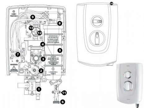 Triton Ivory 5 electric shower (Ivory 5) spares breakdown diagram
