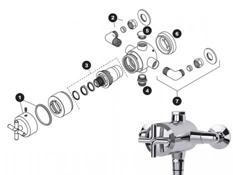Triton Kensey sequential mixer shower (UNKETHSQM) spares breakdown diagram