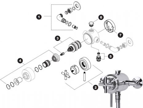 Triton Kensey concentric thermostatic shower valve spares breakdown diagram