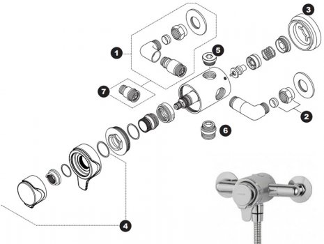Triton Leona concentric mixer shower (SFXLEOEXCMMN) spares breakdown diagram