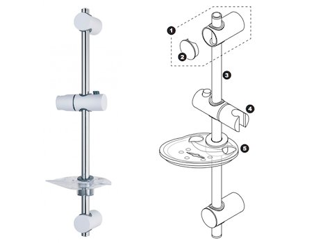 Triton Lewis Riser Rail Kit/Shower Rail Set - White/Chrome (TSKLEWWC) spares breakdown diagram