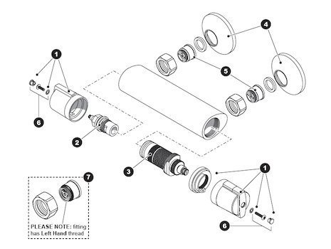 Triton Licata thermostatic bar valve spares breakdown diagram