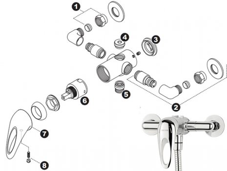 Triton Lima exposed single lever mixer shower (Lima) spares breakdown diagram