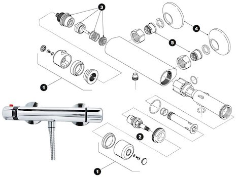 Triton Monaco bar mixer shower (SWMONTHBM) spares breakdown diagram