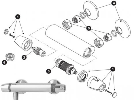 Triton Naro 2 bar mixer shower (SWNARTHBM) spares breakdown diagram