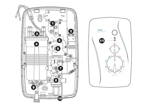 Triton Paletta electric shower spares breakdown diagram