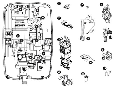 Triton Panache spares breakdown diagram