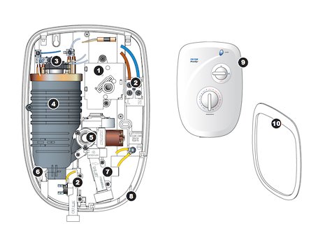 Triton Rally electric shower spares breakdown diagram