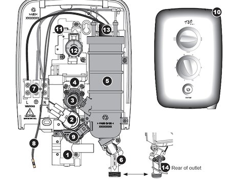 Triton T80GSi electric shower spares spares breakdown diagram