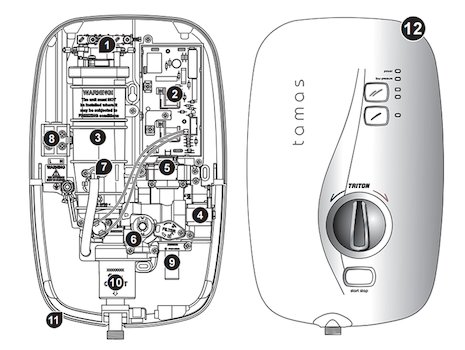 Triton Tamas thermostatic electric shower spares breakdown diagram