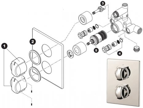 Triton Valona recessed dual shower mixer (TOLVALTHDC) spares breakdown diagram
