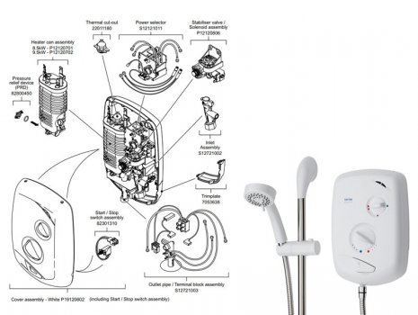 Triton Zante 4 electric shower (Zante 4) spares breakdown diagram