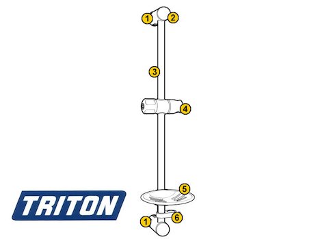 Triton Aaron shower rail set - White/Chrome (Aaron) spares breakdown diagram