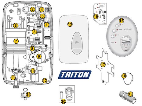 Triton Aspirante Wireless (Wireless) spares breakdown diagram