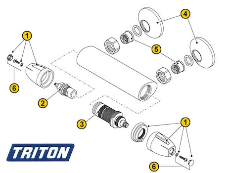 Triton Brillio bar mixer shower (Brillo) spares breakdown diagram