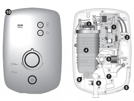 Triton Kito electric shower (Kito) spares breakdown diagram