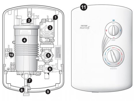 Triton Madrid 2 electric shower (Madrid 2) spares breakdown diagram