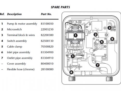 Triton T40i bath/shower mixer booster pump (T040004i) spares breakdown diagram